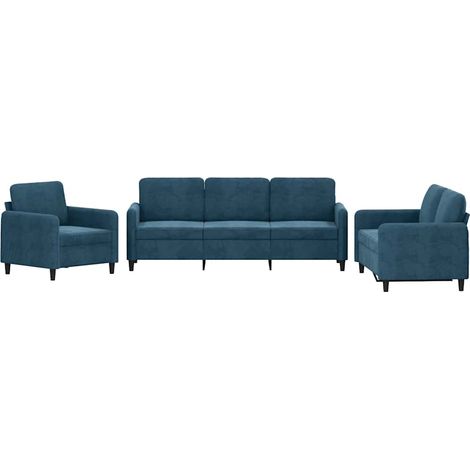 Maison Exclusive - Set di Divani 3 pz Blu in Velluto