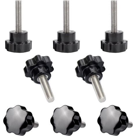 APEX 8-teiliges Set sternförmiger Spannknöpfe, M6 x 40 mm Rändelkopfschrauben, Handknopf-Gewindemutter-Sternbolzen, Gewindespannknöpfe mit Griff, für Maschinen und Geräte (1/5)