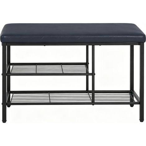 Banc de rangement pour chaussures avec assise rembourrée noire 80x30x50 cm (1/5)