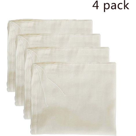 Sachets filtrants en coton pour lait végétal, lot de 4, 25 x 30 cm, réutilisables, écologiques et incassables. (1/5)