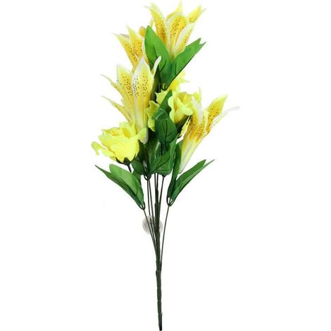 Bouquet misto di 9 fiori artificiali: gigli e rose gialle (1/3)