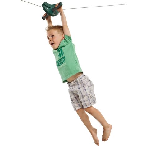 Tyrolienne PARA 30 m pour enfants – Câble en acier robuste – Treuil de tension galvanisé – Poignées antidérapantes – Jardideco