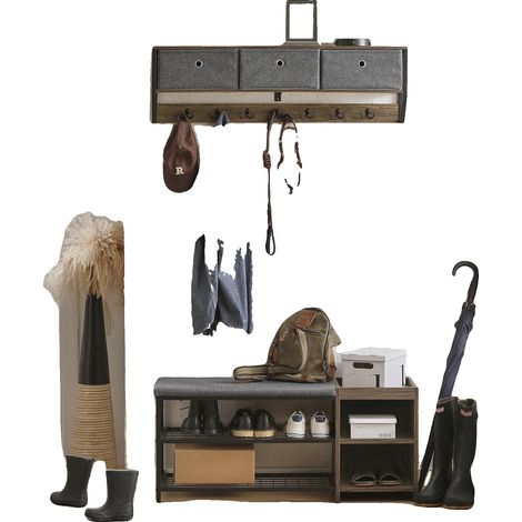 Porte-manteau, Rangement mural, Design durable, Gris Foncé (1/2)