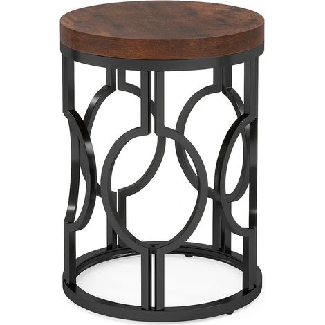 Tavolino rotondo industriale in MDF e metallo 45 x 60 cm (1/5)