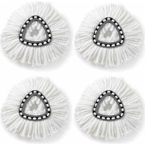 DEESSE SHOP - Têtes de rechange pour vadrouille rotative Têtes de rechange pour vadrouille rotative en microfibre Tête de vadrouille à nettoyage facile (4 pièces blanches) (1/5)