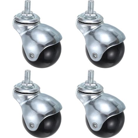 Lot de 4 roulettes pivotantes pour meubles - 38 x 10 x 15 mm - Charge maximale : 30 kg - finition argentée galvanisée (1/5)