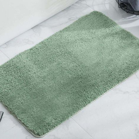 Tapis de bain absorbant et antidérapant, lavable en machine, tapis de douche en microfibre douce (vert clair, 40 x 60 cm)