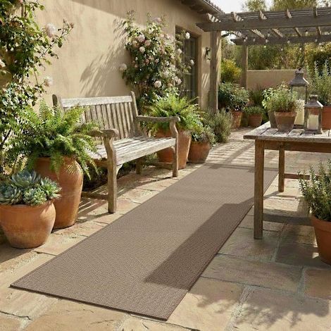 Tapis carré extérieur uni Couleur Ocre Tapis de terrasse Tapis Long Couloir Salon entrée 100 x 100 cm (1/5)