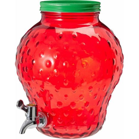 Distributeur de boissons en verre en forme de fraise, 4 L (1/3)