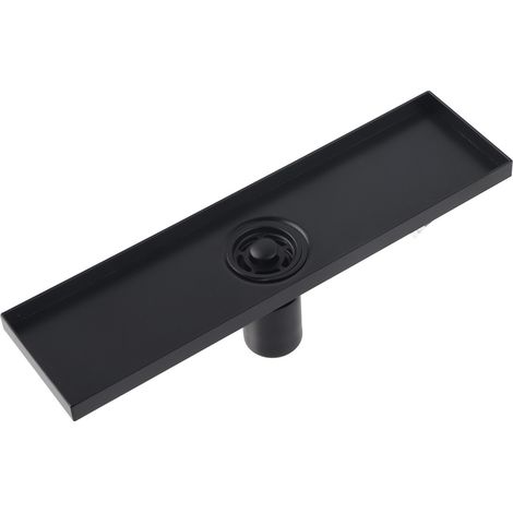 Caniveau de douche linéaire, noir mat, 30 cm, acier inoxydable 304, couvercle amovible (1/5)