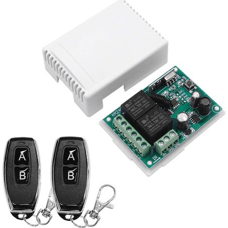 Commutateur de télécommande DC 12V 24V 30V sans Fil 433Mhz RF 10A 2 canaux interrupteur récepteur de Relais avec émetteurs, pour Moteur, lumière,contrôleur de Bricolage (1/5)