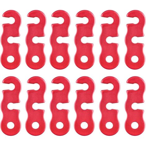 Tensor de cuerda de camping de aleación de aluminio, ajustador de cuerdas tensoras, tensores para tiendas de campaña, lonas y senderismo (rojo - 12 piezas) (1/4)