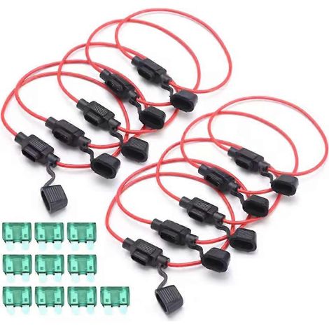 Porte-fusible 12 V 30 A pour voiture et moto, adaptateur mini-lame en ligne, résistant à l'humidité et aux projections d'eau. (1/5)