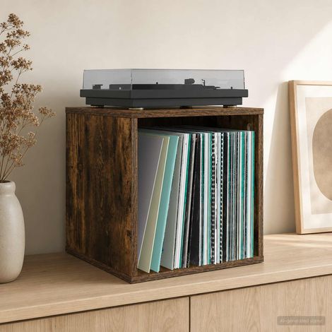 vidaXL Boîte d'albums vinyles Chêne fumé 37 x 36,5 x 38 cm (1/5)