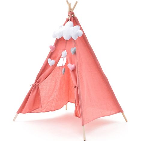 Tipi Infantil Montessori Robincool Kalpana 80x80x110 cm Plegable Uso Interior y Exterior Fabricado en Tela Rosa (1/5)