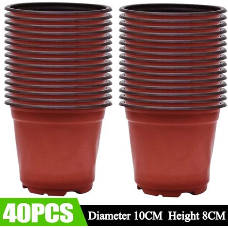 (40 pièces) Pots de semis en plastique noir et rouge pour plantes, godets de culture, jardinières, vente en gros (1/4)