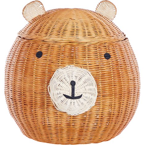 Cesta de ratán natural beige 43 cm oso habitación infantil Himba (1/5)