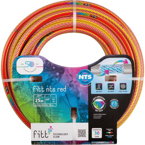 FITT NTS RED 1/2" (12,5 mm) 30 m - Robuster und Flexibler Gartenschlauch in roter Farbe für eine Intensive Nutzung (1/4)