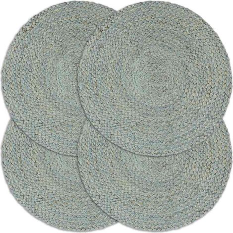 133840 vidaXL Placemats 4 pcs Plain Olive Green 38 cm Round Jute (1/4)