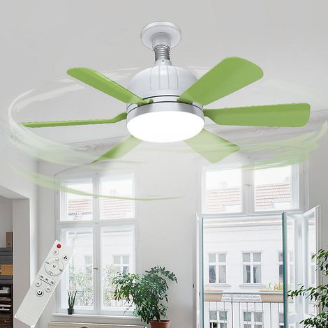 Ventilateur de plafond avec lumière et télécommande, température de couleur réglable,E27, 6 pales , vert gazon (sans base) (1/5)