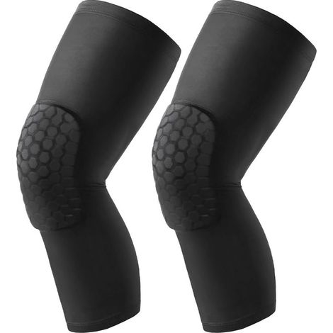 Sport-Knieschoner, Waben-Sport-Knieschoner, Antikollisions-Knieschoner mit Wabenstruktur, 2 Stück, Unisex, vielseitiger Komfort, für Volleyball, Fußball, Basketball, Tanz (XL-lange Ausführung) (1/5)