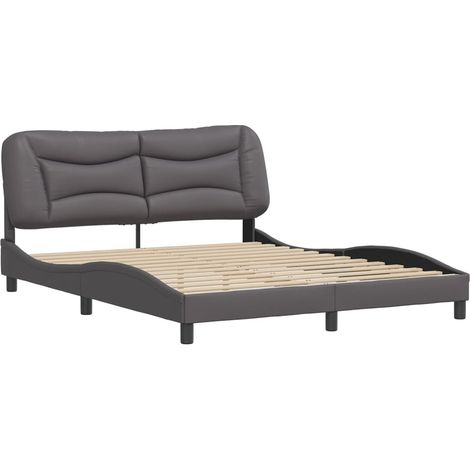 vidaXL Cadre de lit sans matelas Hvar gris 160x200 cm similicuir (1/5)