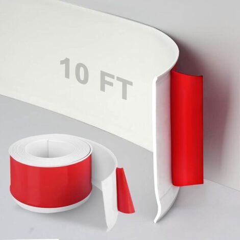 Plinthe flexible autocollante en vinyle, 10 cm x 3 m, moulure de finition murale en caoutchouc, facile à poser (blanc) (1/5)