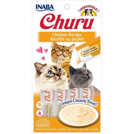 INABA CHURU STICKS - FRIANDISES POUR CHATS À NOURRIR À LA MAIN - DÉLICIEUX, SAVOUREUX SNACKS POUR CHATS - POULET EU103 (1/5)