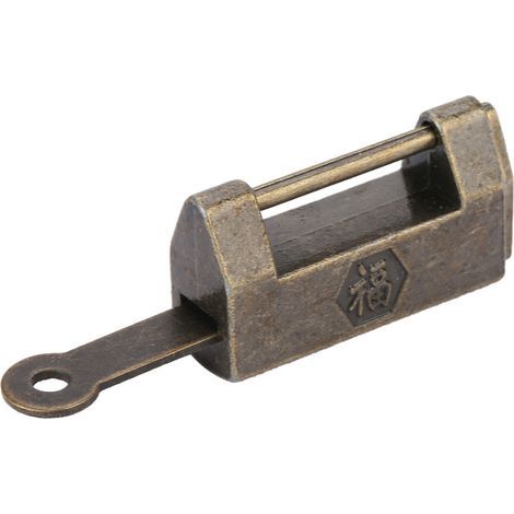Vintage chinesisches Vorhängeschloss im Retro-Antik-Stil mit Schlüssel für eine kleine Schmuckschatulle (1/5)