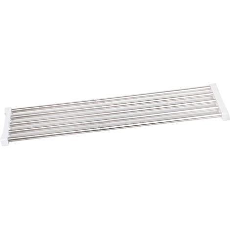 Étagère de rangement extensible pour placard, réglable de 25 à 40 cm de large, en acier inoxydable, sans clous, à tension, pour armoire, dortoirs. (1/5)