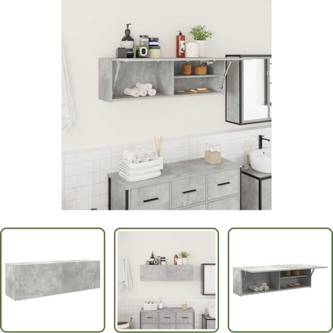 Holzwerkstoff -  Bad-Wandschrank Betongrau 100x25x30 cm Holzwerkstoff (1/5)