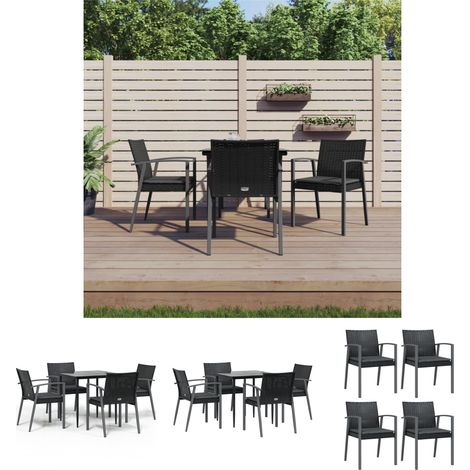 Rattanmöbel - vidaXL 5-tlg. Garten-Essgruppe mit Kissen Poly Rattan und Stahl - Stahlrahmen (1/5)