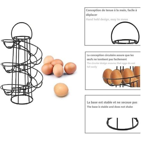 Distributeur Oeuf Spirale, Rangement Support à Oeufs Spirale Contient Environ 12-20 Oeufs (1/4)