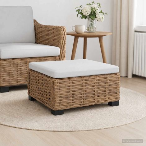 Beyamis Repose-pieds GENDT avec coussin en rotin naturel (1/5)