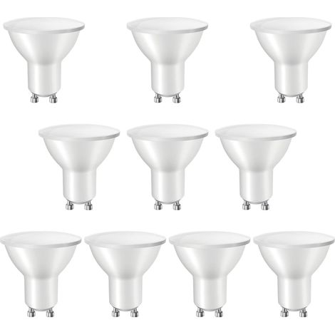 Lot de 10 ampoules LED GU10, équivalent ampoule halogène 40 W, 5 W, 400 lm, blanc lumière du jour 6000 K, ampoule à économie d'énergie pour plafonniers, angle de faisceau 120 ° [Classe énergétique A]