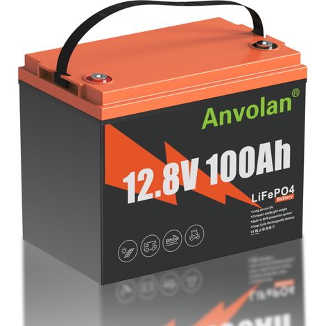 Batterie LiFePO4 12,8V 100Ah 1280Wh Batterie au Lithium Fer Phosphate avec BMS Intégré, Batterie à Cycle Profond pour Système Solaire, Camping‑Car, Bateau (1/5)