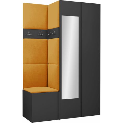 Conjunto para recibidor Pinis XXVI, Manila 32, 186x116x46cm, Espejo, Tapiz, Aglomerado laminado, Colocada, Montada en la pared