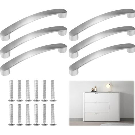 6 Pièces Poignée Meuble Cuisine, Poignee Placard, Cuisine Armoire Porte Poignées, Poignées De Tiroir, Brossé Poignée D'armoire, Pour Armoire De Meubles De Salle De Chambre (Centre à Centre 160mm)