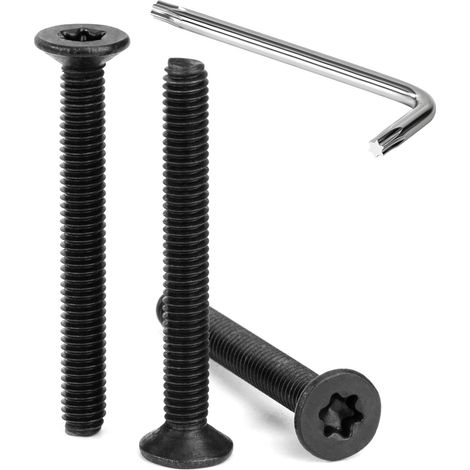 Vis à Tête Fraisée Torx M4 x 35 mm Noir Vis à Six Pans Creux en Acier Inoxydable A2 V2A à Tête Fraisée Métaux avec Clé T20 Filetage Complet 30 Pièces (1/5)