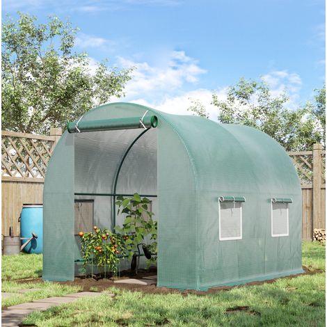 Serre tunnel pour tomates 245 x 200 x 198 cm avec fenêtres, vert HAVRYA (1/5)