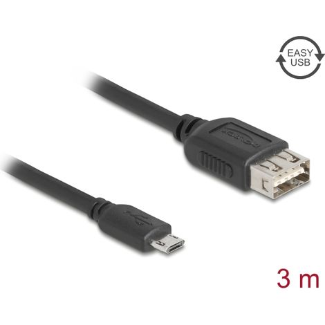 Delock USB 2.0 Kabel EASY USB Typ Micro-B Stecker zu EASY USB Typ-A Buchse 3 m