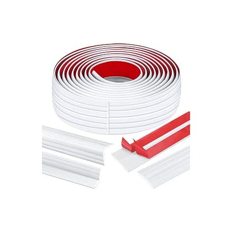 Corniere PVC, Baguette d'angle Flexibles Autocollants, Plinthe Souple Autoadhésive à Découper, Cornière Souple pour Les Murs Sols Protection des Bords, Protection Angle Mur (4cm×3m) (1/5)