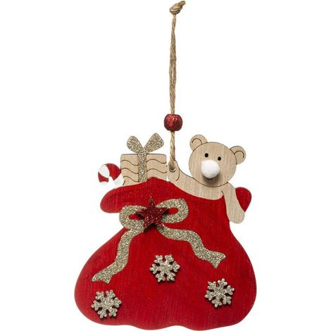 Sujet de Noël Hotte Ours "Soir" 18cm Rouge