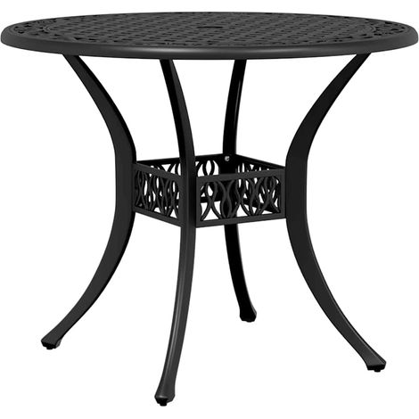 Table de jardin  Table d'extérieur noir Ø90x75 cm aluminium coulé (1/5)