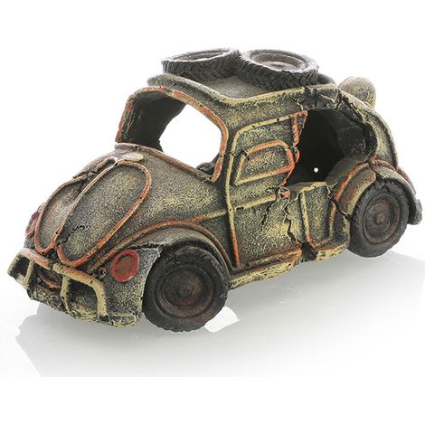Ornements d'aquarium en résine imitation épave de voiture, accessoires et décorations pour aquarium, cachette en pierre (1/5)