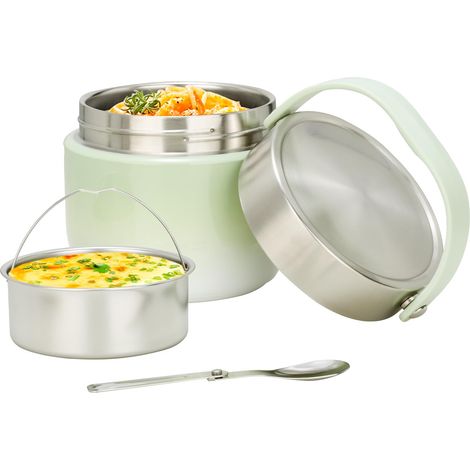 Boite Isotherme Lunch Box Enfant, 1.2L Boite Repas en Acier Inoxydable, Étanche, Sans BPA avec Cuillère - pour Travail, Plein Air et École (1/5)
