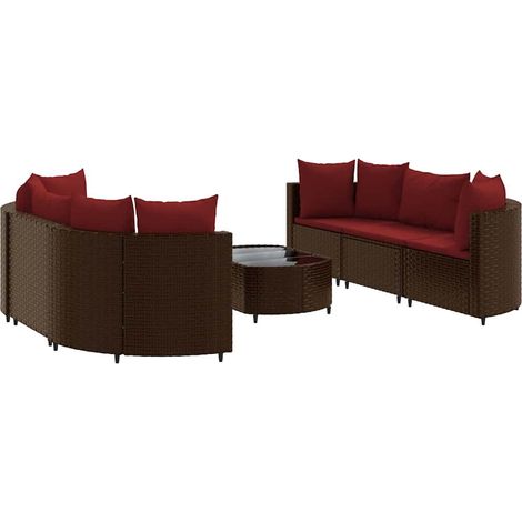 Maison Exclusive - Set Divani da Giardino 7 pz con Cuscini Marrone in Polyrattan (1/5)