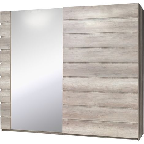 Armario, guardarropa ROMI de dos puertas correderas de 200 cm, color dab canyon. Mueble de diseño.