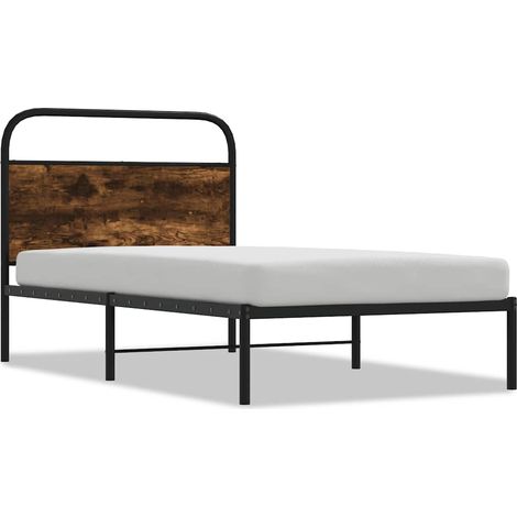 Lit simple  Lit adulte  Cadre de lit sans matelas 100x190 cm chêne fumé bois ingénierie (1/5)