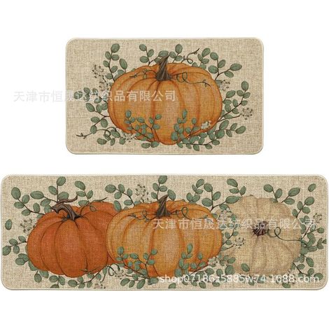 Set di 2 tappetini da cucina a forma di zucca e camioncino - Foglie